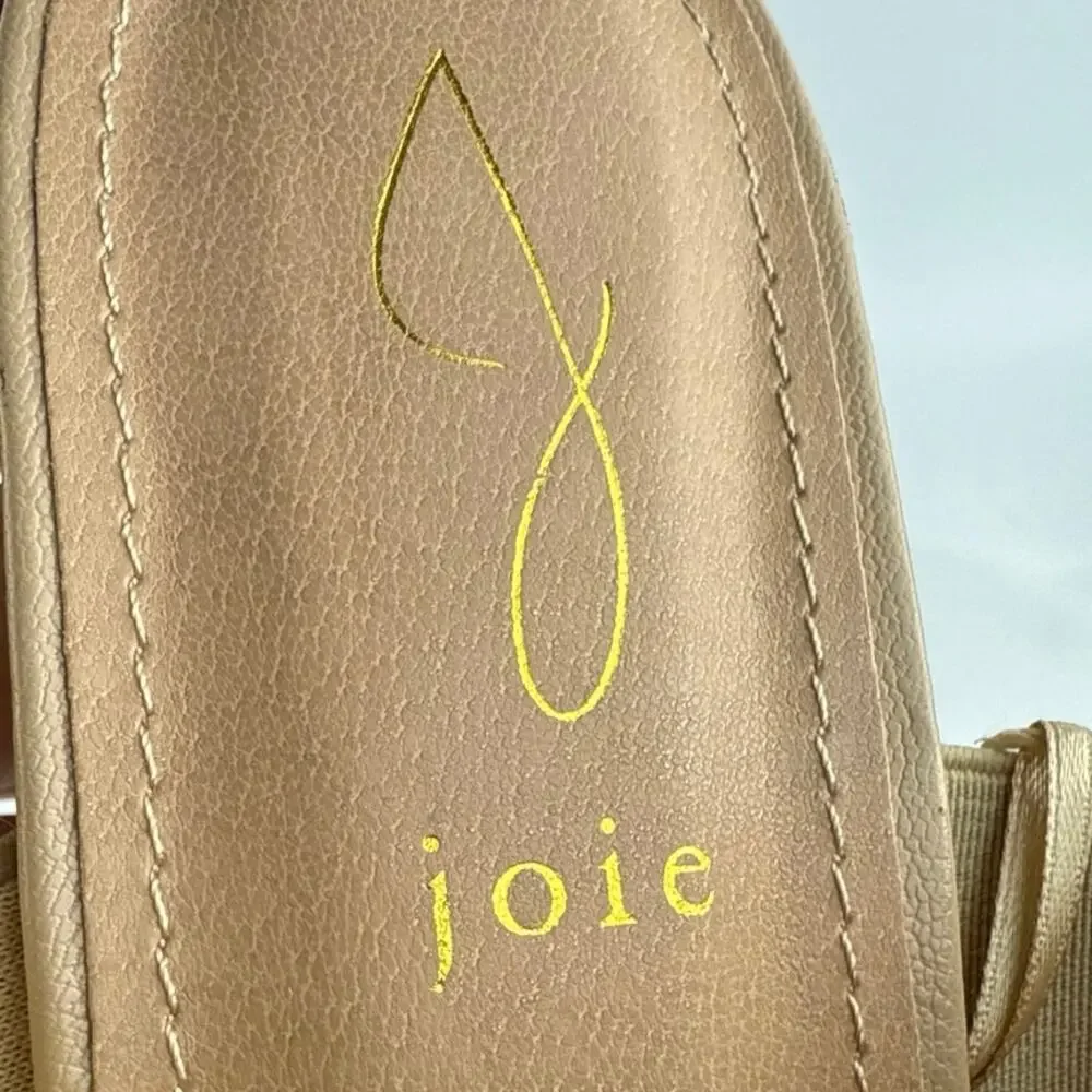 NEW Joie Olympia Tan Beige Block Heel Open Toe Slip On Slide Mule Sandals Sz 10
